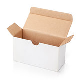 Open white blank carton box