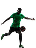 african man soccer player kicking silhouette