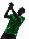 african man soccer player  applauding silhouette