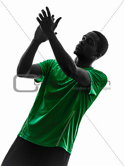 african man soccer player  applauding silhouette