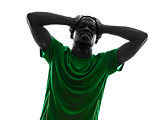 african man soccer player  despair loosing silhouette
