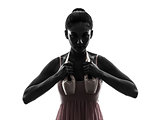 woman ballerina ballet dancer holding shoes silhouette