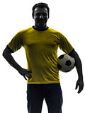 man holding soccer football silhouette