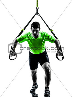 man exercising suspension training  trx silhouette