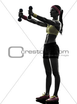 woman exercising fitness workout weight training silhouette