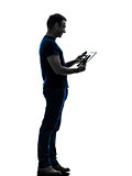 man touchscreen digital tablet  silhouette