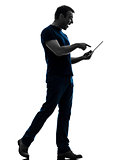 man touchscreen digital tablet  silhouette