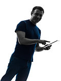 man touchscreen digital tablet  posing portrait