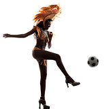 woman samba dancer playing soccer  silhouette