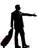 silhouette man business traveler man handshake 