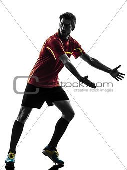 one man soccer player  complaining silhouette