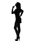 stylish silhouette woman thinking pensive