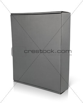Closed blank black carton box on white