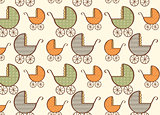 Hand drawn baby carriage pattern