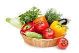 Fresh ripe vegetables in basket