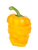 Sliced ripe yellow bell pepper