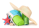 Swimming suit and beach items