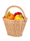 Fresh ripe bell peppers in basket