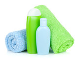 Bath bottles and towels