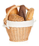 Picnic basket with various bread