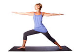 Woman extending arms in yoga