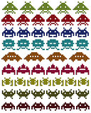 colored silhouettes of Space Invaders