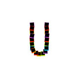 Alphabet U with colorful polaroids