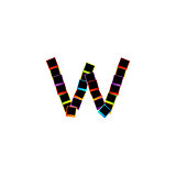 Alphabet W with colorful polaroids
