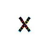 Alphabet X with colorful polaroids