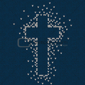 Knitted pattern with stylized cross