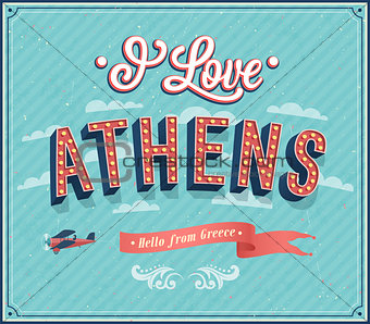 Vintage greeting card from Athens - Greece.