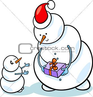 christmas snowmen cartoon illustration
