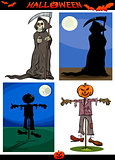 Halloween Cartoon Creepy Themes Set
