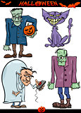 Halloween Cartoon Creepy Themes Set