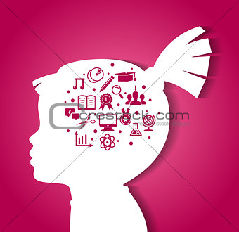 Child head with education icons