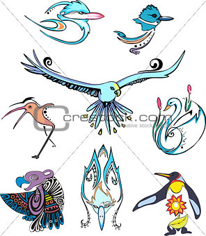 Miscellaneous stylized birds