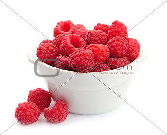 Ripe raspberries isolated