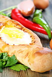 Cheese pie and egg.