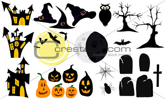 Set of graphic elements and symbols for halloween.