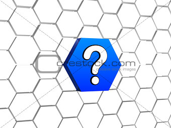 question sign in blue hexagon
