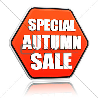 special autumn sale orange hexagon banner