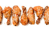 set of fried chicken legs isolated