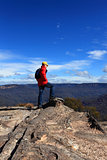 Hiker admiring mountain views