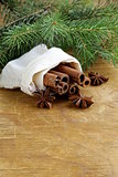 Christmas spices - cinnamon sticks and star anise
