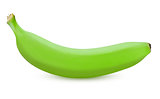 Single green banana isolated on white