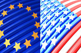 American and EU flags