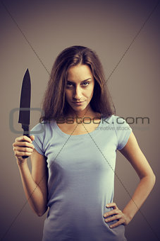 Dangerous woman with a knife