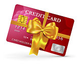 Credit or debit card design with yellow ribbon and bow