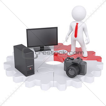 3d man and electronic devices