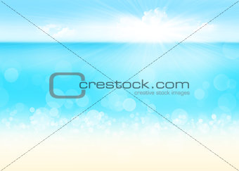 Sea, sand and blue sky nature background
